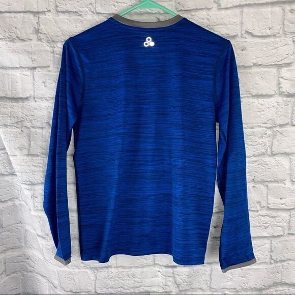 Tek gear dry gear drifit Longsleeve Crewneck shirts boys blue& black sz L 14/16 - Picture 5 of 5